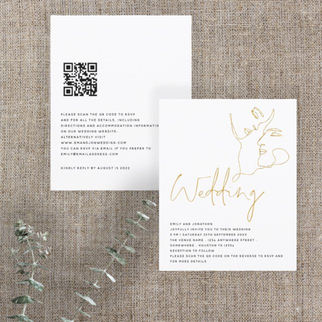 HAUSHALTSLINIE Art Faces Gold Glitzer QR Hochzeit (Von Creator hochgeladen)