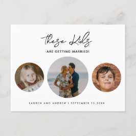 Haushaltslustige Kinder Foto Hochzeit retten Datum Ankündigungspostkarte