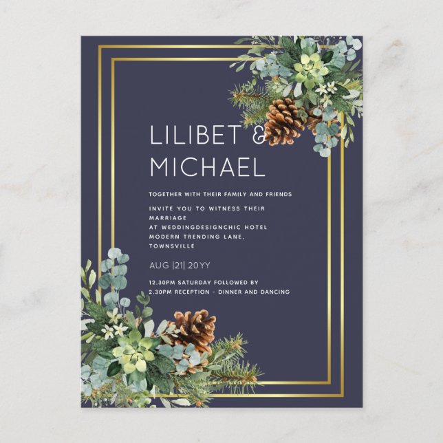 HAUSHALTSMITTEL Blaue Hochzeit Eukalyptus Grüne Postkarte (Vorderseite)