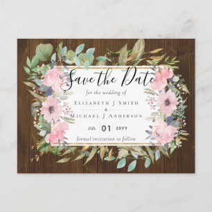 HAUSHALTSMITTEL Blush Pink Floral Wedding Postkarte