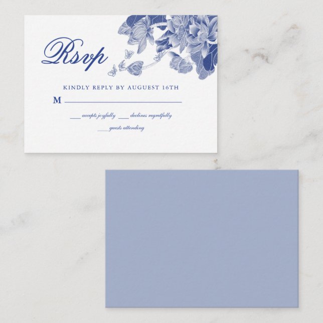 HAUSHALTSMITTEL Classic Blauer Blumenzwiebeln RSVP Mitteilungskarte (Vorne/Hinten)