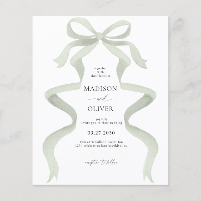 HAUSHALTSMITTEL - Grüne Bow-Monogramm-Hochzeit (Vorderseite)