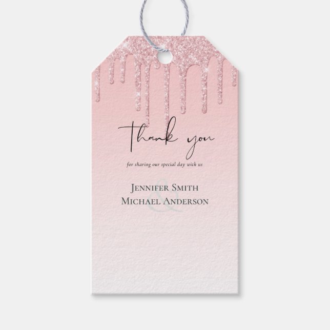 HAUSHALTSMITTEL - Pink-Glitzer-Hochzeit Geschenkanhänger (Vorderseite)