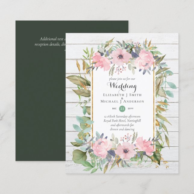 HAUSHALTSMITTEL - Rosa Blumenzwiebeleinladungen (Vorne/Hinten)