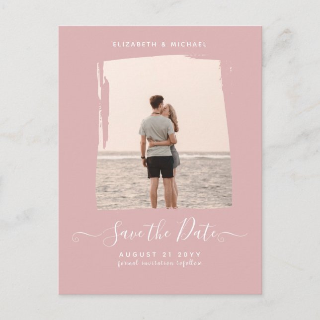 HAUSHALTSMITTEL Rose FOTO Save the Date Monochrome Postkarte (Vorderseite)