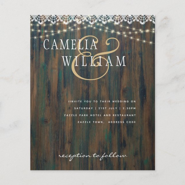HAUSHALTSMITTEL RUSTISCHE HOLZLICHTEN LACE Wedding Flyer (Vorne)