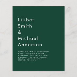HAUSHALTSMITTEL Smaragdgrüne Monochrome Hochzeit Flyer
