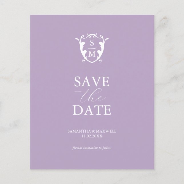 Haushaltsmonogramm Lilac Save the Date Flyer (Vorne)