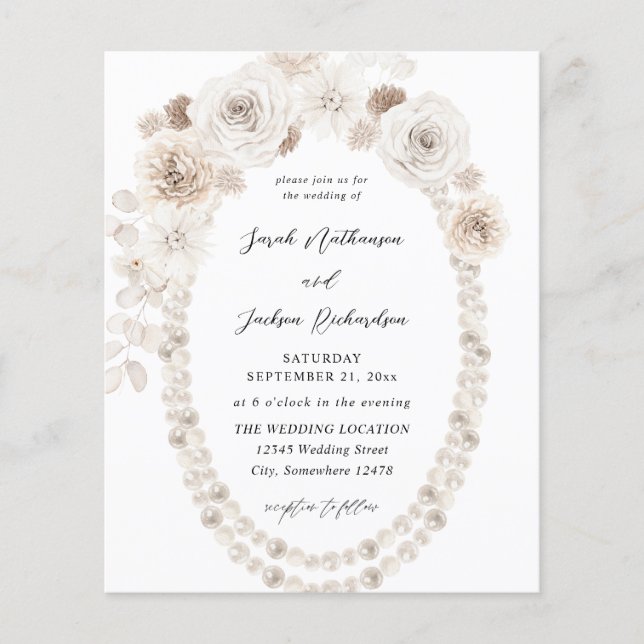 Haushaltsperlen und Hochzeiten mit weißer Blüte Flyer (Vorne)