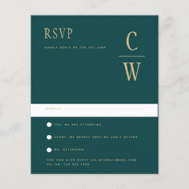 HAUSHALTSPfau AQUAMARIN grünes Gold Hochzeit RSVP