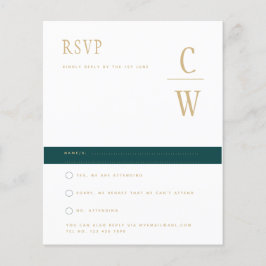 HAUSHALTSPfau AQUAMARIN grünes Gold Hochzeit RSVP Flyer