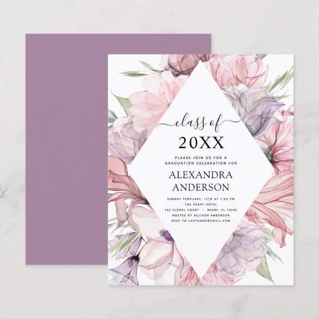 Haushaltsplan 2023 Abschluss Boho Dusty Pink Lila (Vorne/Hinten)