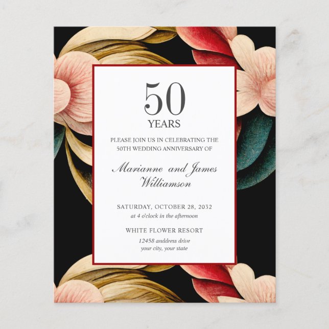 Haushaltsplan 50 Jahre VINTAGE BLUME FOTO (Vorderseite)