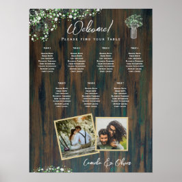 HAUSHALTSPLAN 7 Tabelle Rustikale Gypsophila-Sitzt Poster