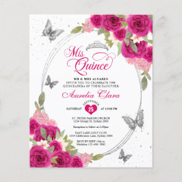 HAUSHALTSPLAN Floral Pink Silber Schmetterling Qui