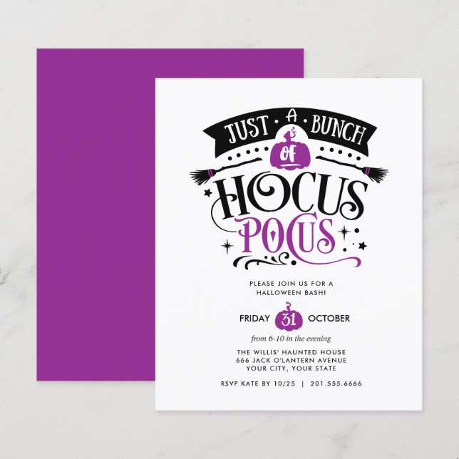 HAUSHALTSPLAN-Haufen Hocus Pocus Halloween-Bash-Pa (Vorne/Hinten)