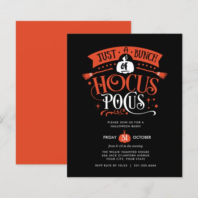 HAUSHALTSPLAN-Haufen Hocus Pocus Halloween-Bash-Pa (Vorne/Hinten)