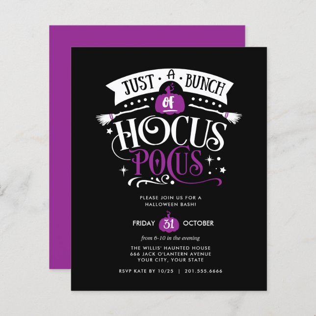 HAUSHALTSPLAN-Haufen Hocus Pocus Halloween-Bash-Pa (Vorne/Hinten)