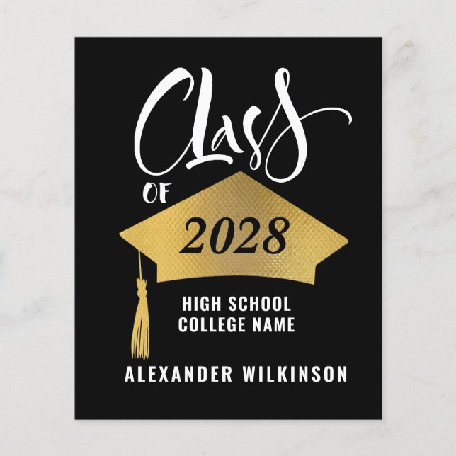 HAUSHALTSPLAN Minimalistische Grad Cap Grad Party  Flyer (Vorne)