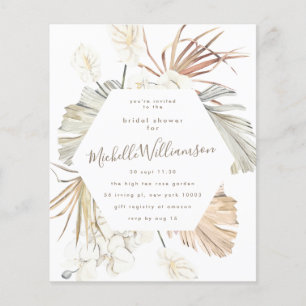 Haushaltsplan Pampas Boho Wüste Wedding Brautpar Flyer