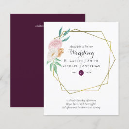 HAUSHALTSPLATZ UND Peach floral Wedding Einladung