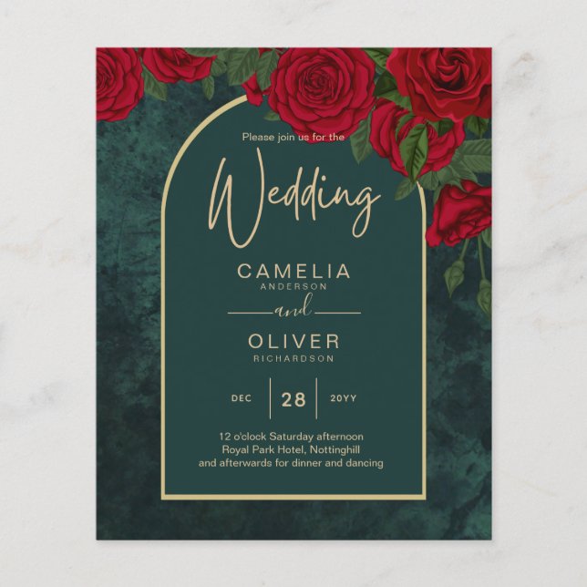 HAUSHALTSPOLITIKGrüne Rote Rosen Winter HochzeitsE Flyer (Vorne)