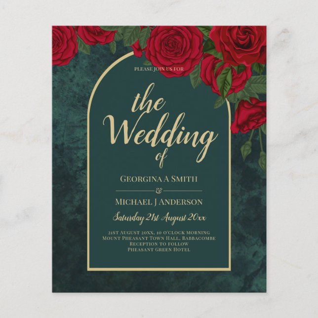 HAUSHALTSPOLITIKGrüne Rote Rosen Winter HochzeitsE Flyer (Vorne)