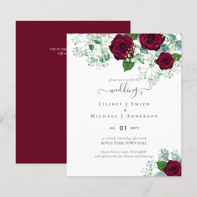 HAUSHALTSPOLITISCHE Rote Rosen Gypsophila WEDING (Vorne/Hinten)