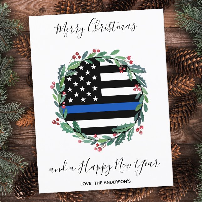 Haushaltspolizei Thin Blue Line Weihnachtskarte (Von Creator hochgeladen)