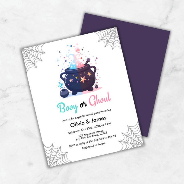 Haushaltsposten oder Ghoul Halloween Gender Reveal (Budget Booy or Ghoul Cauldron Halloween Gender Reveal Invitation )