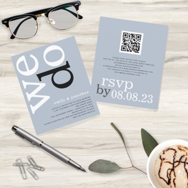 HAUSHALTSQR-Code Dusty Blue Text Wedite (Von Creator hochgeladen)