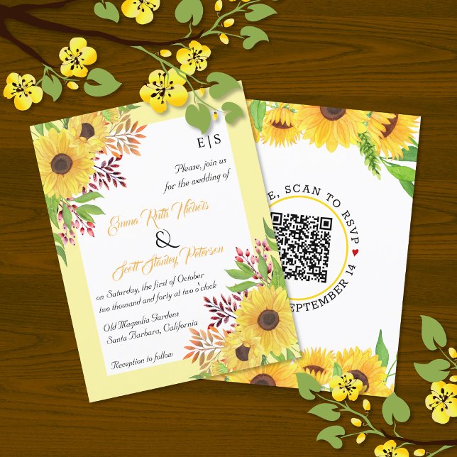 HAUSHALTSQR-Code Sonnenblumen Hochzeit Einladung (Von Creator hochgeladen)