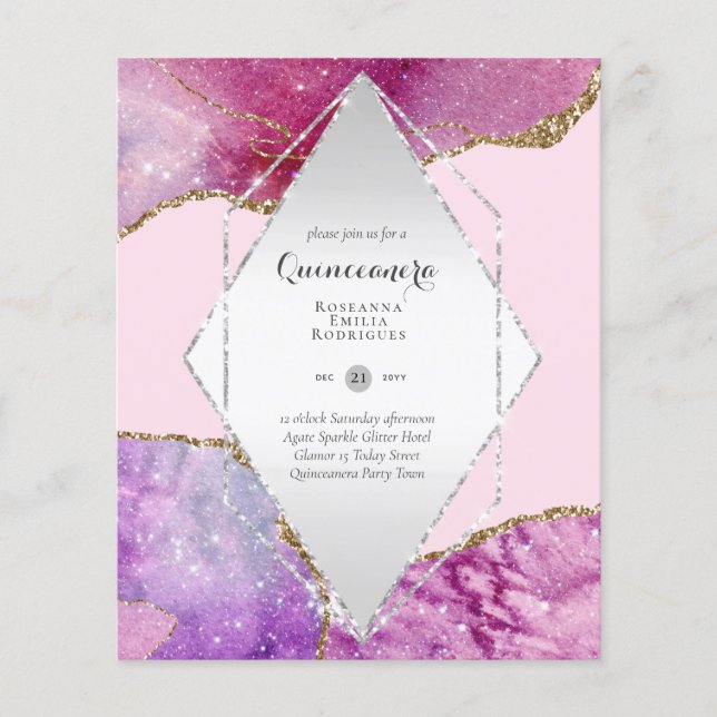 HAUSHALTSQUINCEANERA - AGATE Glitzern Glamour Chic Flyer (Vorne)
