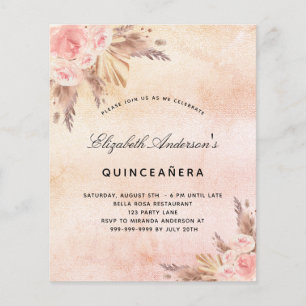 Haushaltsquinceanera Pampas Gras Einladung