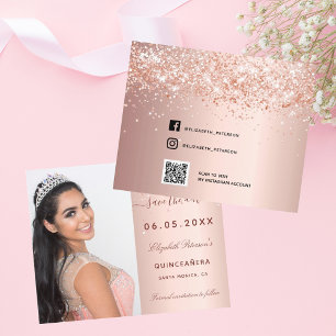 Haushaltsquinceanera Rose errötet Foto Save the Da