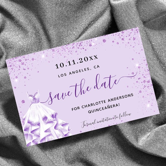 Haushaltsquinceanera Violettlavendel Save the Date (Von Creator hochgeladen)