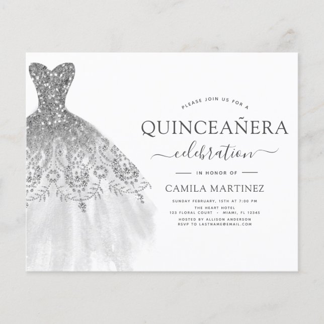 Haushaltsquinceanera Weißer Glitzer (Vorderseite)