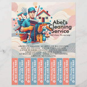 Haushaltsreinigungsdienst Flyer Abreißstreifen