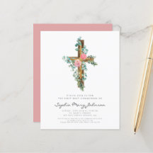 Haushaltsreligiöses rosa Blumenkreuz Erste Kommune