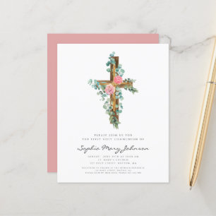 Haushaltsreligiöses rosa Blumenkreuz Erste Kommune