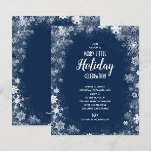 Haushaltsschneeflocken auf Navy-Holiday-Einladunge