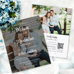 Haushaltsschwarz-transparent 2 Foto QR-Code UAWG<br><div class="desc">Eine moderne und trendige All-in-One-Foto-Hochzeitseinladung, die Ihre Hochzeitsinformationen über einem Ihrer Lieblingsfotos zeigt, mit einem schwarz-transparenten Overlay und einem eleganten, weißen Script, aber mit einem Blick auf das Budget. Einfach mit den Details Ihrer Hochzeitsfeier in Weiß anpassbar für ein romantisches, modernes und stilvolles Ambiente. Die Rückseite der Karte zeigt ein...</div>