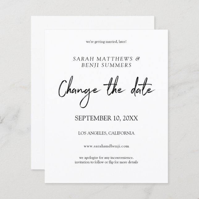 Haushaltsschwarz und Weiß ändern Datum (Vorne/Hinten)