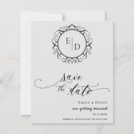 Haushaltsschwarz und weiß Monogram Whimsical Weddi