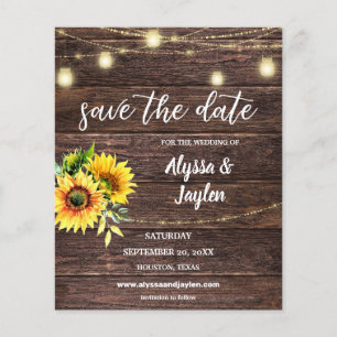 Haushaltssonnenblume, Holz und Licht Save the Date