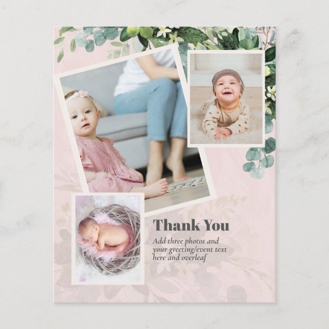 HAUSHALTSTaufe Christening DANK IHNEN Foto-Cards Flyer (Vorne)