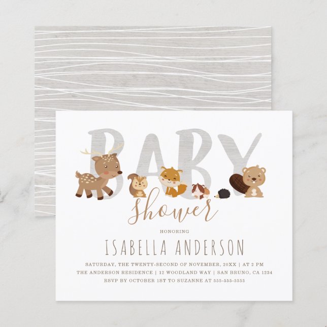 Haushaltswaldtiere Geschlechtsneutrale Babydusche (Vorne/Hinten)