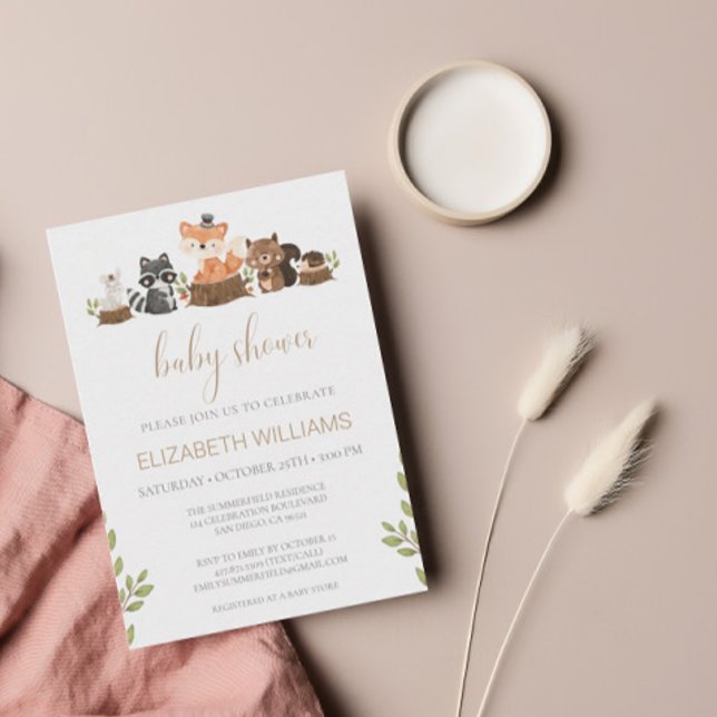 Haushaltswaldtiere Geschlechtsneutrale Babydusche Einladung (Von Creator hochgeladen)
