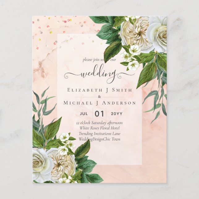 HAUSHALTSWEISSE ROSES Einladungen WEDING CHIC Flyer (Vorne)