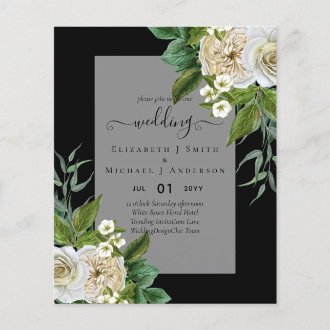 HAUSHALTSWEISSE ROSES Einladungen WEDING CHIC Flyer (Vorne)